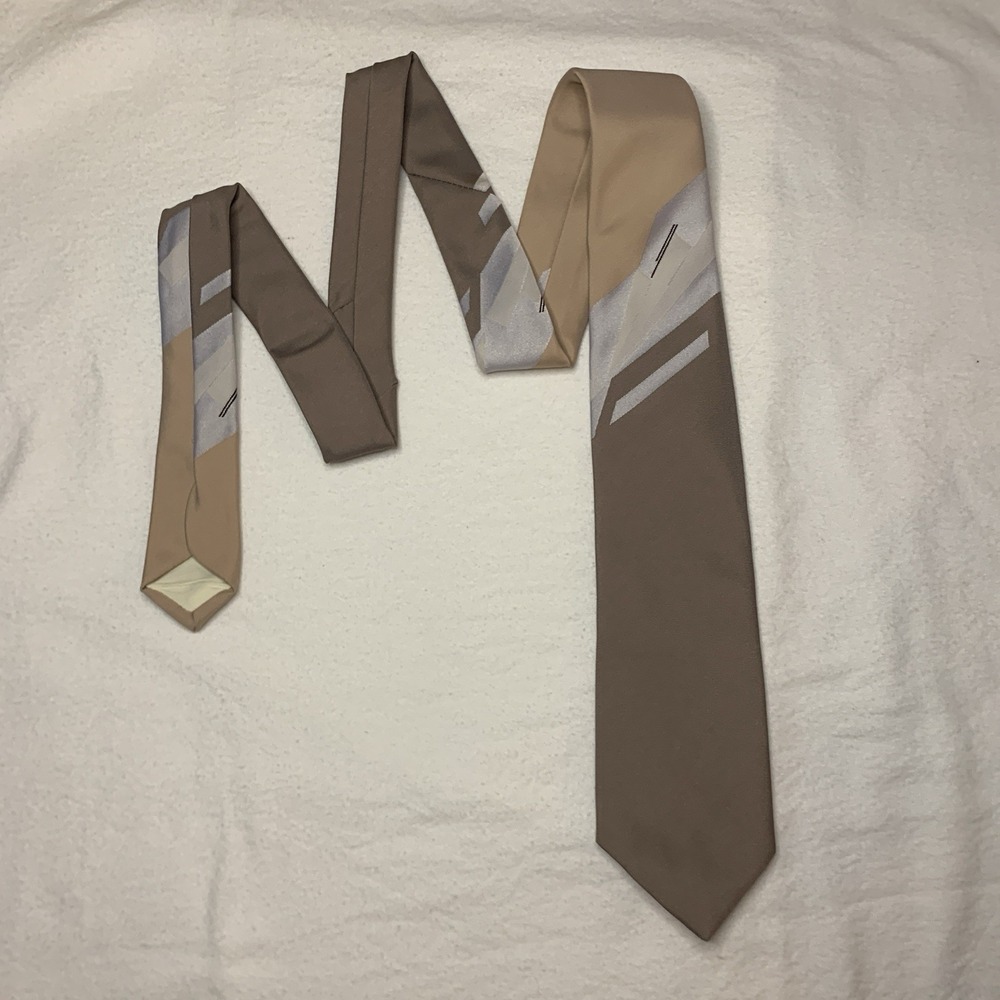 Philippe Longet Men's Silk Tie Slim Vintage Taupe